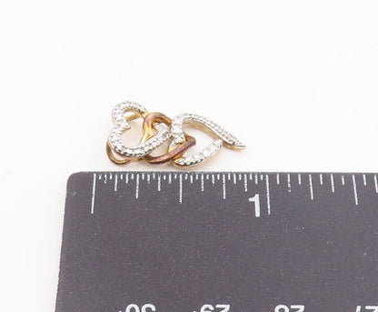 ROSS SIMON 925 Silver  Genuine Diamond Triple Love Hearts Pendant  PT9220