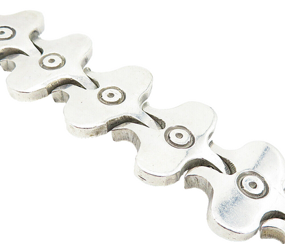 925 Sterling Silver  Vintage Shiny Etched Detail Hinge Chain Bracelet  BT1852