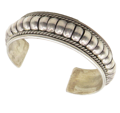 PRICILLA APACHETO NAVAJO 925 Sterling Silver Vintage Fluted Dome Bracelet BT7058
