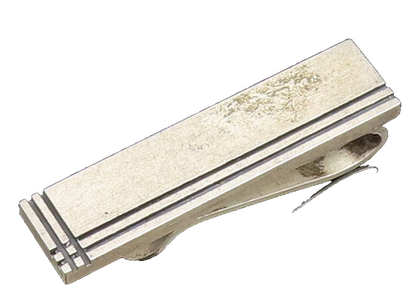 FI 925 Sterling Silver  Vintage Carved Lines Tie Clip  TR3410