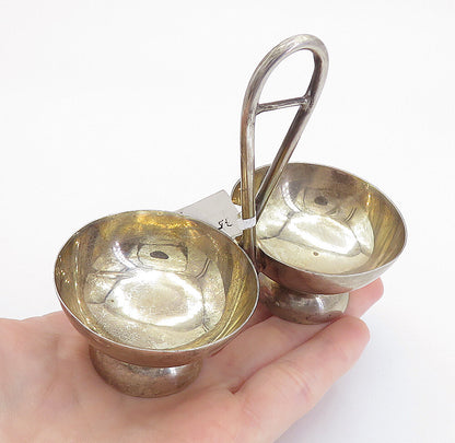 OLD CREST 925 Sterling Silver  Vintage Salt & Pepper Bowl With Handle  TR1118