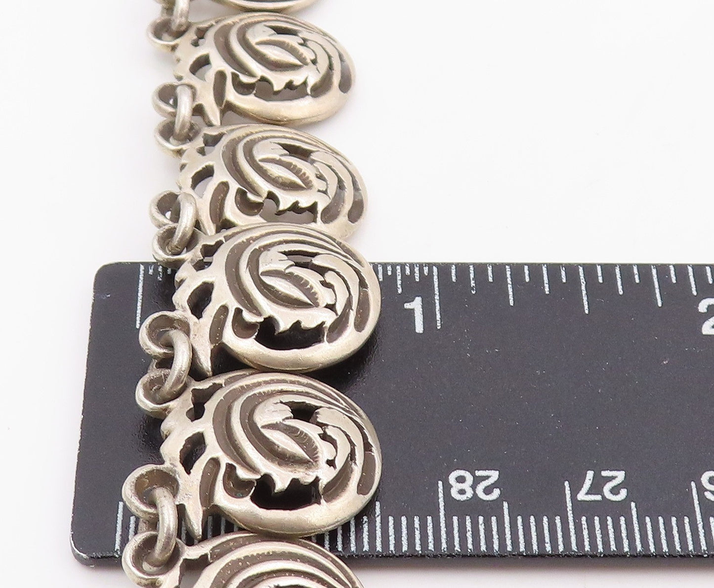 925 Sterling Silver Vintage Necklace CASA FIGUEROA Spiral Medallion Link  NE4752