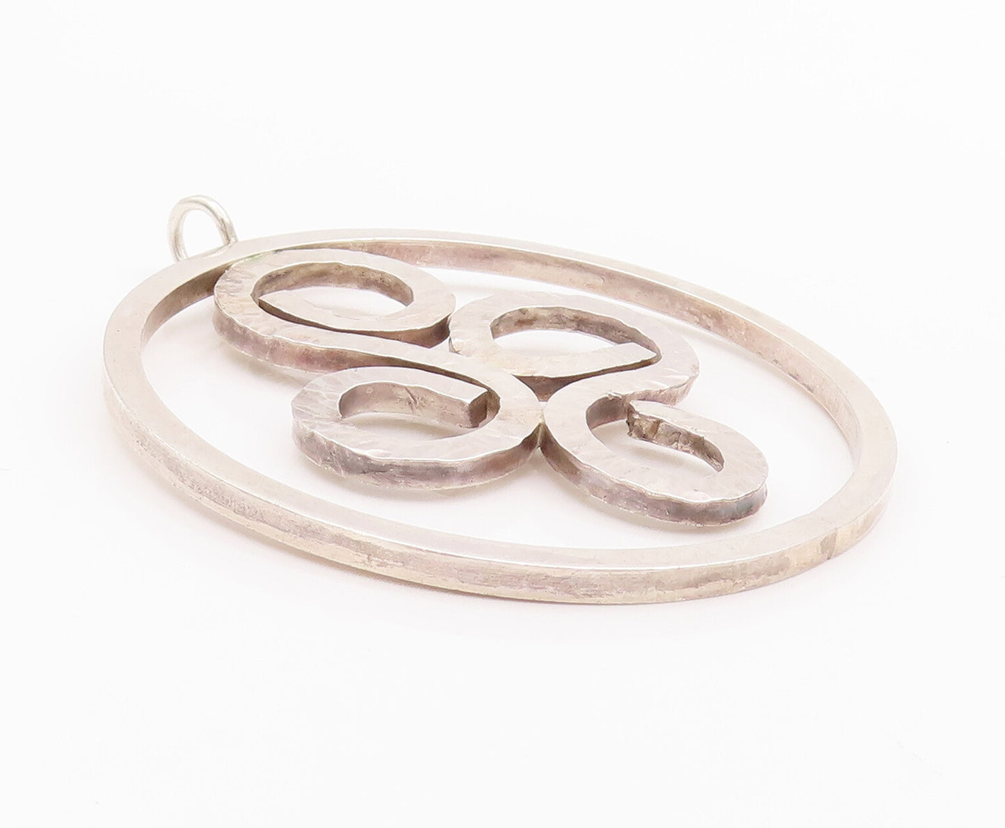 925 Sterling Silver Vintage Pendant Heavy Large Cutout Carved Swirls  PT22935