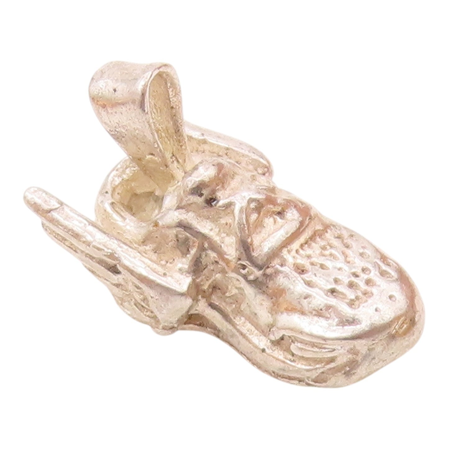 925 Sterling Silver  Vintage Shiny Winged Sneaker Shoe Pendant  PT15215