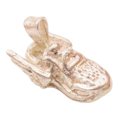 925 Sterling Silver  Vintage Shiny Winged Sneaker Shoe Pendant  PT15215