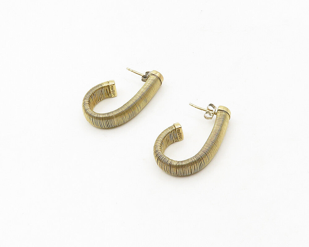 925 Sterling Silver  Vintage Gold Plated Wire Wrapped JHoop Earrings  EG9367