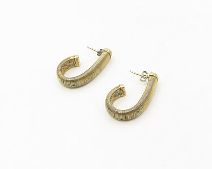 925 Sterling Silver  Vintage Gold Plated Wire Wrapped JHoop Earrings  EG9367