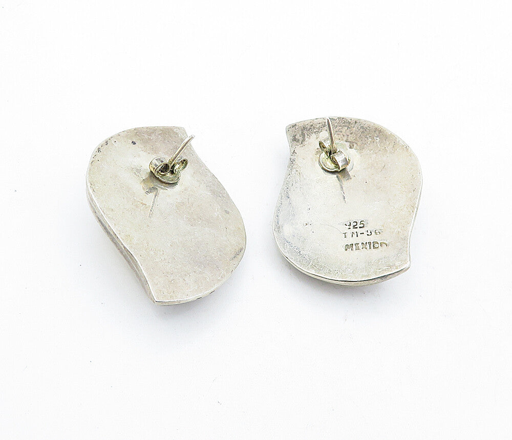 MEXICO 925 Sterling Silver  Vintage Shiny Hollow Leaf Drop Earrings  EG2695