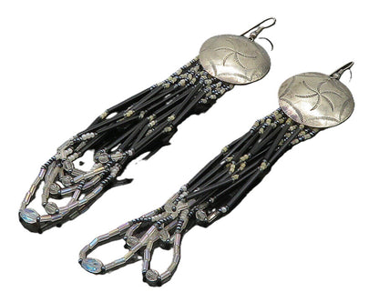 SOUTHWESTERN 925 Silver Vintage Black Onyx & Multi Stone Earrings EG10338