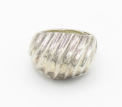 MEXICO 925 Sterling Silver  Vintage Fluted Dome Shiny Band Ring Sz 8  RG15539