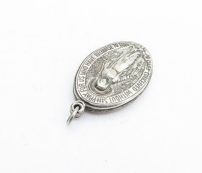 925 Sterling Silver  Vintage Antique Virgin Mary Prayer Pendant  PT4403