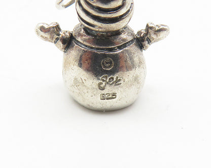 925 Sterling Silver  Vintage Sapphire Accented Snowman Drop Earrings  EG6240