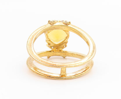 925 Sterling Silver Vintage Ring Gold Plated Citrine & CZ Band  Sz 6.5  RG35517