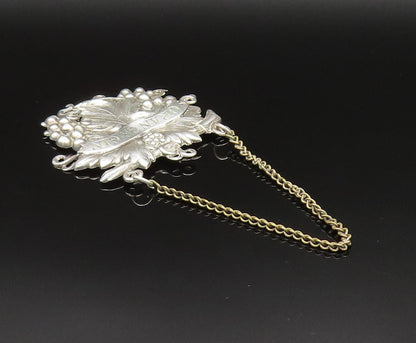 925 Sterling Silver  Vintage Grape Cluster & Leaf Orange Gin Liquor Tag TR3350