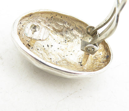 925 Sterling Silver  Vintage Shiny Hammered Dome Non Pierce Earrings  EG4443