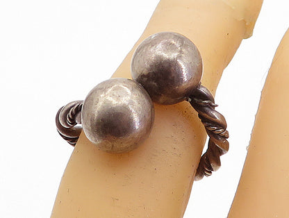 925 Sterling Silver  Vintage Dark Tone Twist Bypass Band Ring Sz 5  RG4544