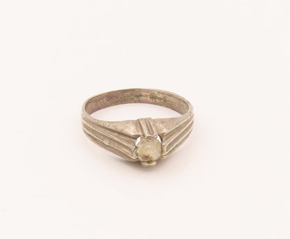 925 Sterling Silver  Vintage Antique Line Design CZ Ring Sz 6.5  RG26581