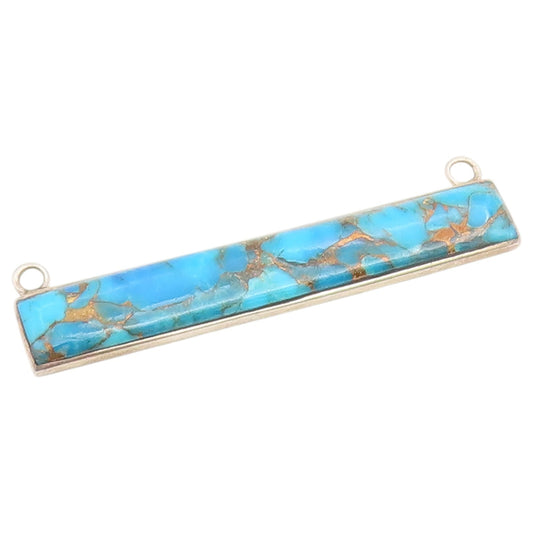 925 Sterling Silver Vintage Pendant Modernist Turquoise Geometric Bar  PT26518