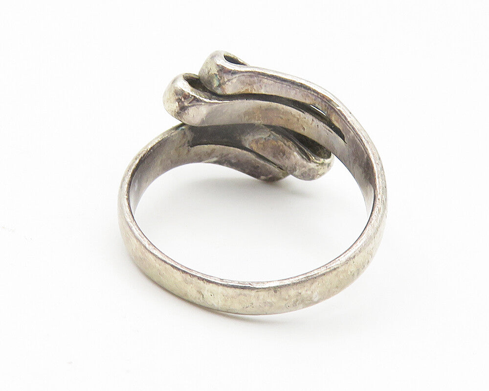 925 Sterling Silver  Vintage Folded Ribbon Design Band Ring Sz 7  RG11013