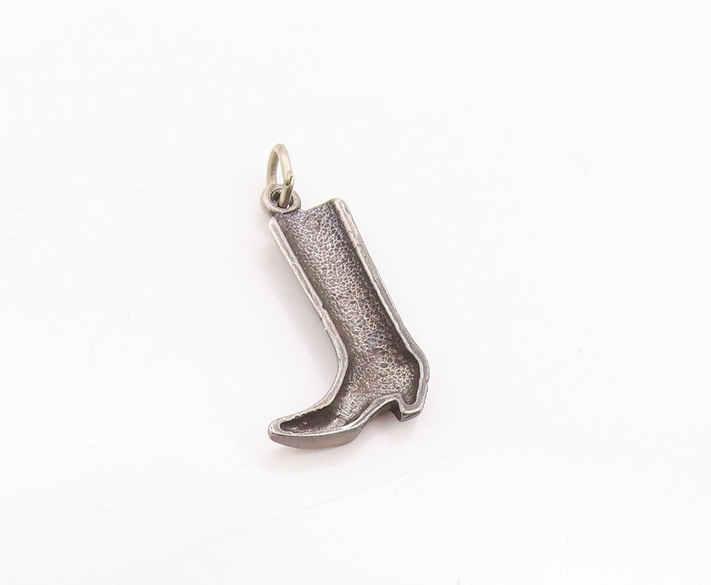 925 Sterling Silver Vintage Pendant Dark Tone Etched Winter Boots Charm  PT24731
