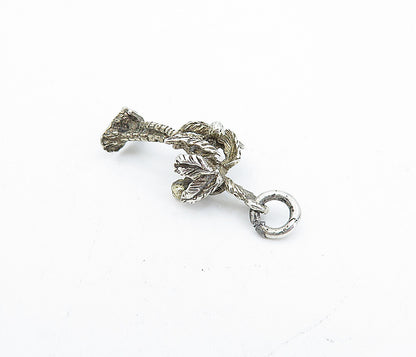 925 Sterling Silver  Vintage Petite Dark Tone Palm Trees Drop Pendant  PT2849