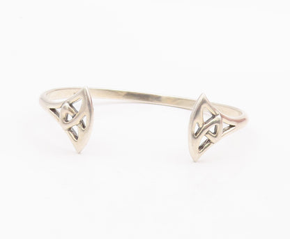 925 Sterling Silver Vintage Bracelet Solid Celtic Knot Cutout Cuff  BT10551
