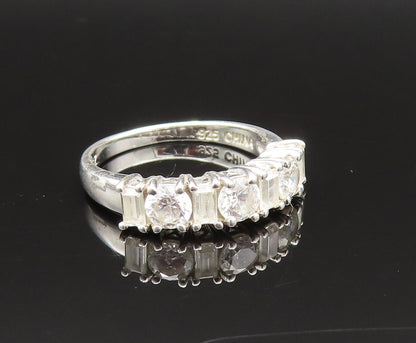 925 Silver  Vintage Multi Shape Cubic Zirconia Pattern Ring Sz 6.5  RG25636
