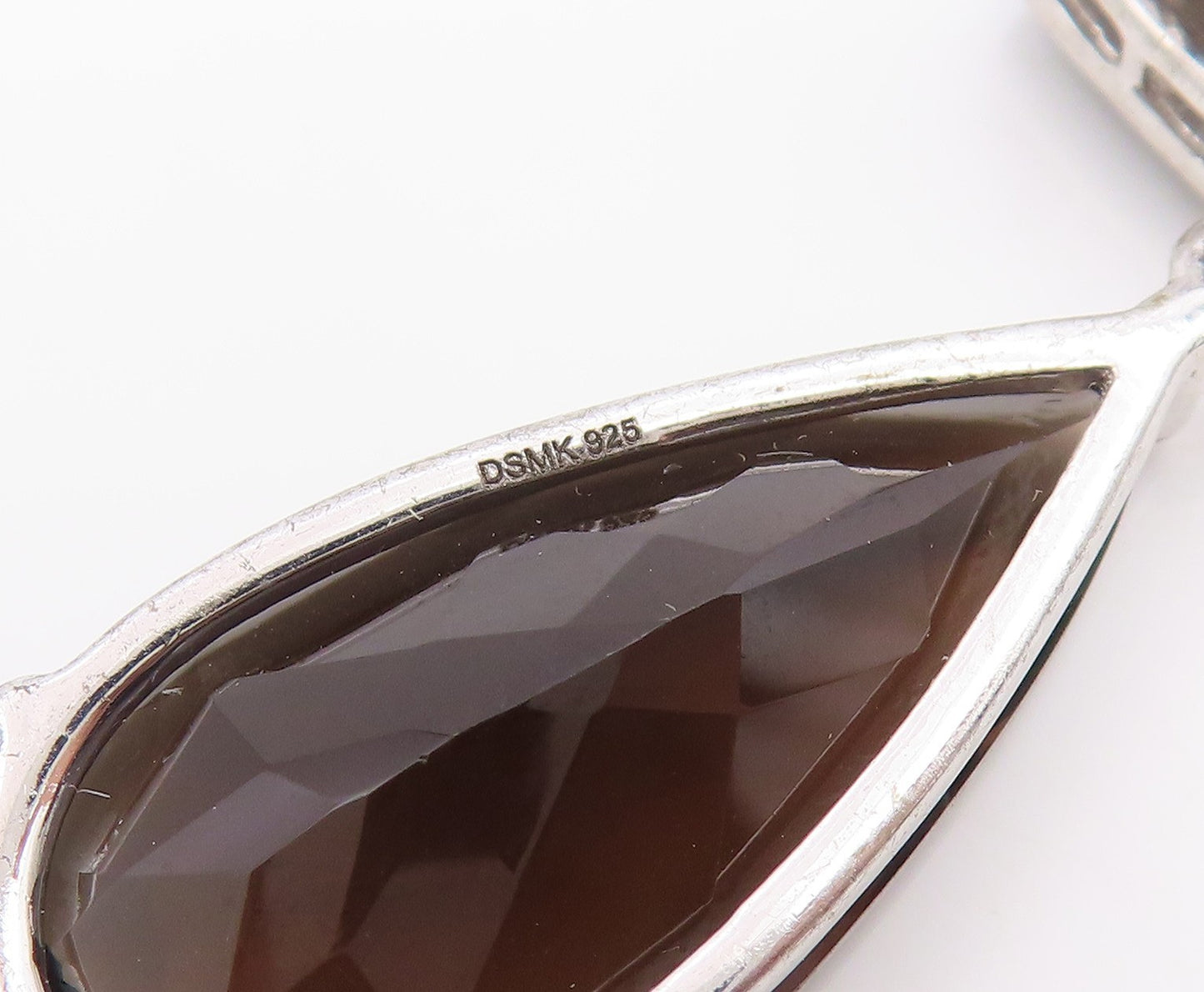 925 Sterling Silver Vintage Earrings Classic Smoky Quartz & CZ Teardrop  EG14350