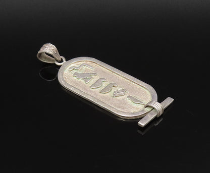 MIDDLE EAST 925 Silver  Vintage Carved Bird & Symbols Medal Pendant  PT21724