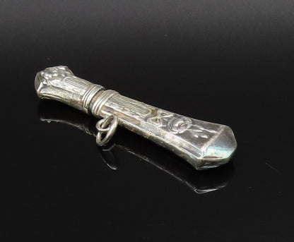 925 Silver  Vintage Carved Bow Tie Pointed Linear Pendant (OPENS)  PT21602