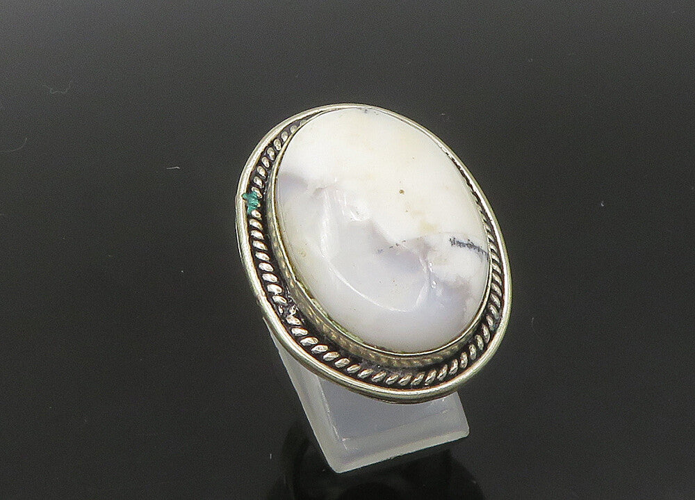 925 Sterling Silver  Vintage Cabochon Cut Howlite Cocktail Ring Sz 7  RG22283