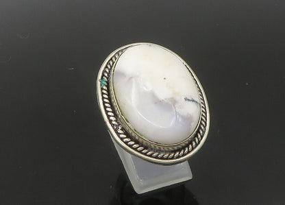 925 Sterling Silver  Vintage Cabochon Cut Howlite Cocktail Ring Sz 7  RG22283