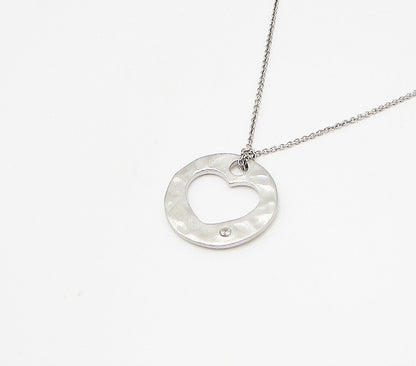 925 Sterling Silver  Genuine Diamond Love Heart Pendant & Chain  PT2444