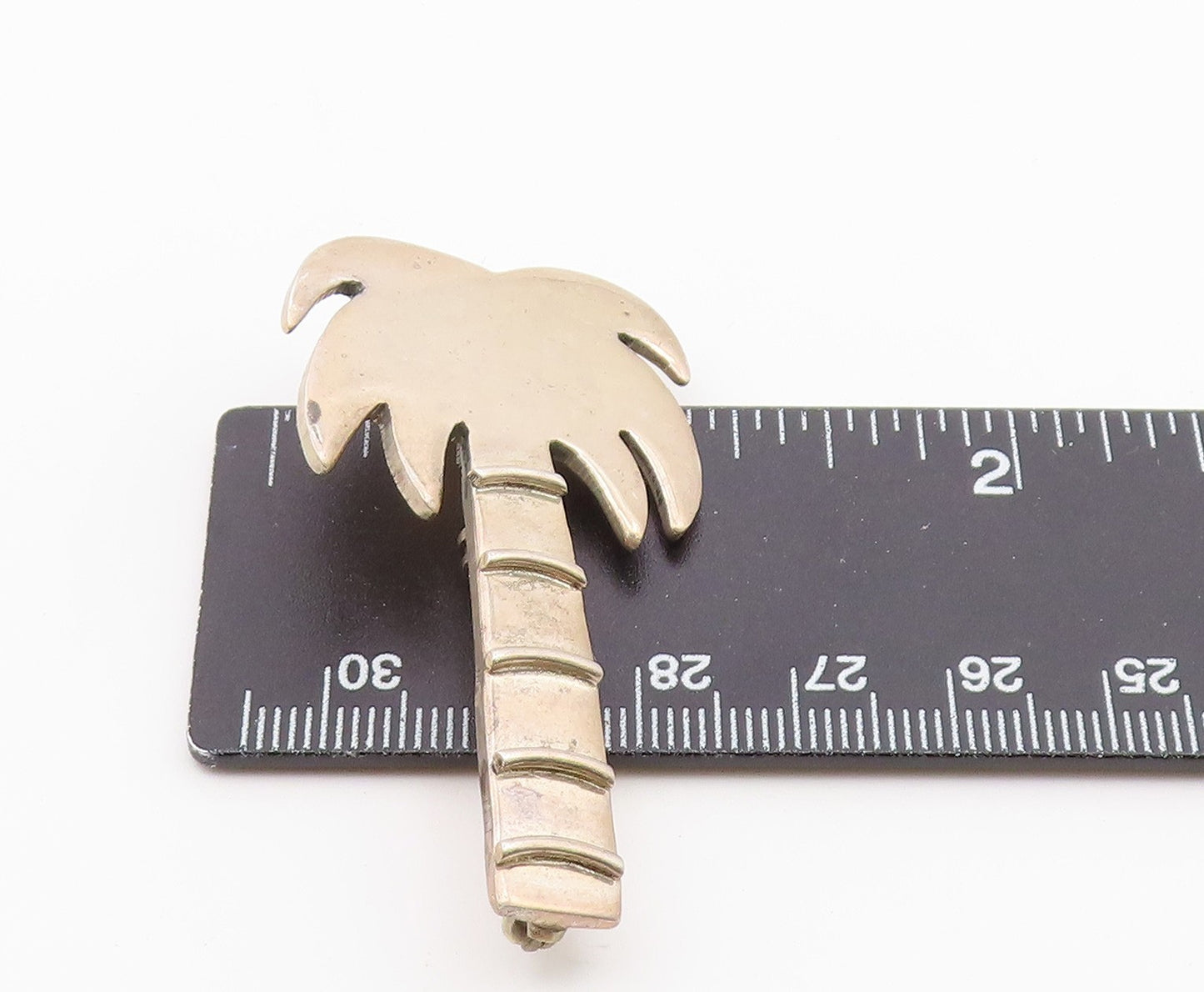 MEXICO 925 Sterling Silver  Vintage Palm Tree Motif Smooth Brooch Pin  BP7188
