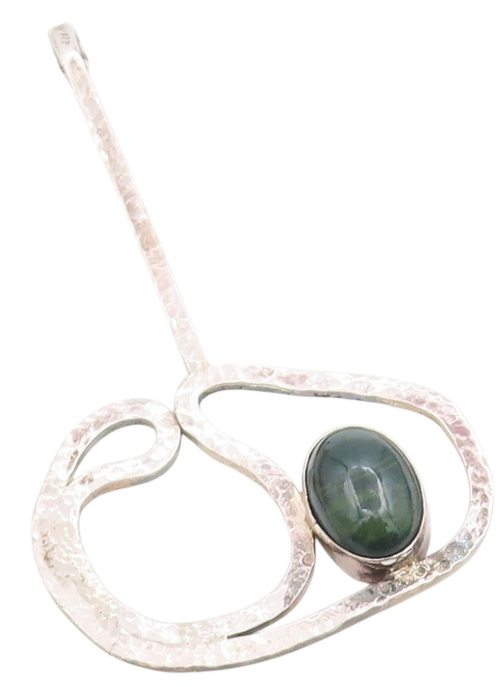 925 Sterling Silver Vintage Pendant Cabochon Gemstone Modernist Locket  PT25448