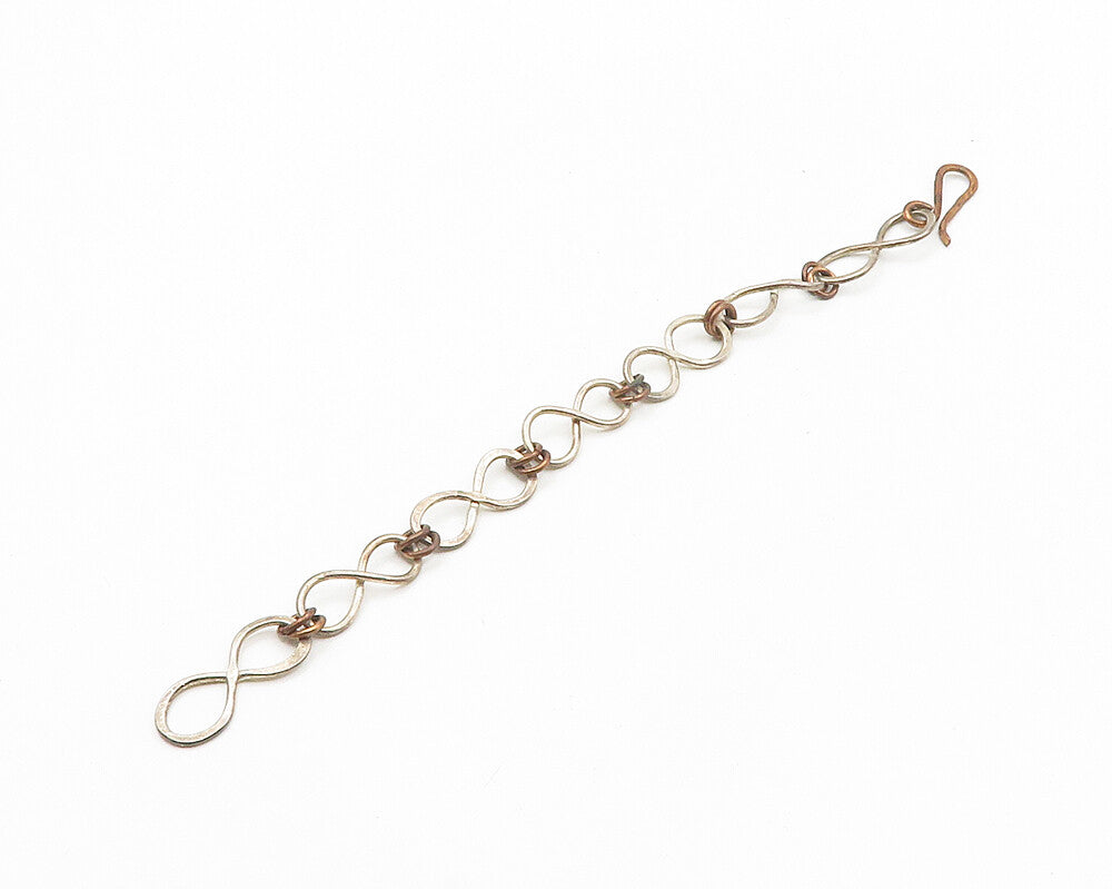 925 Sterling Silver  Vintage Two Tone Infinity Twist Chain Bracelet  BT7435