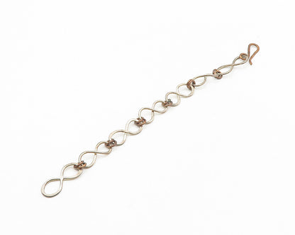 925 Sterling Silver  Vintage Two Tone Infinity Twist Chain Bracelet  BT7435