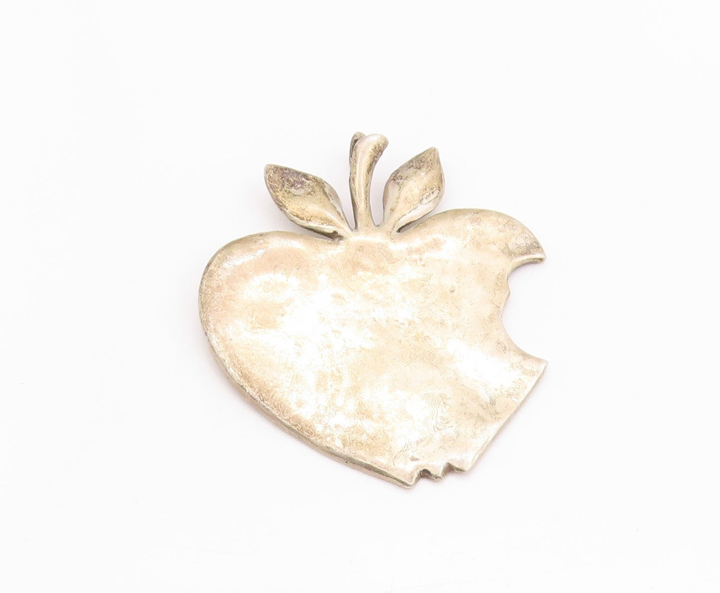 925 Sterling Silver Vintage Pendant Designer Large Bitten Apple  PT24736