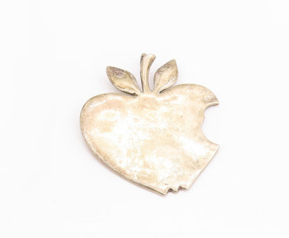 925 Sterling Silver Vintage Pendant Designer Large Bitten Apple  PT24736