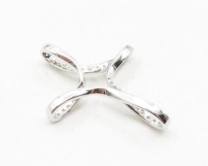 925 Sterling Silver  Sparkling Cubic Zirconia Religious Cross Pendant  PT7456