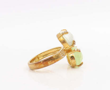 925 Sterling Silver Vintage Ring Gold Plated Diamonds & Gemstones  Sz 8  RG30721