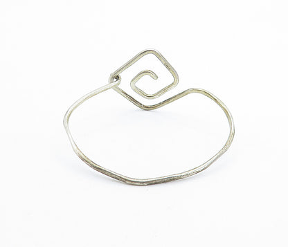 925 Sterling Silver  Vintage Thin Spiral Design Hook Bangle Bracelet  BT2865
