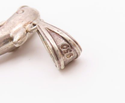 925 Sterling Silver  Vintage Petite Hollow Leaping Dolphin Pendant  PT16316