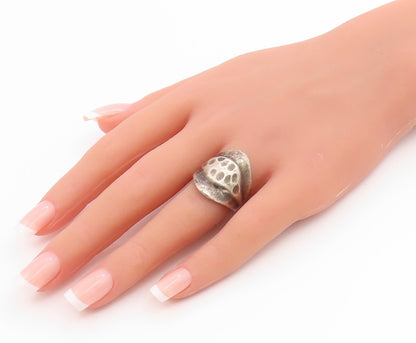 925 Sterling Silver Vintage Ring MEXICO Brutalist Design Band  Sz 7  RG35810