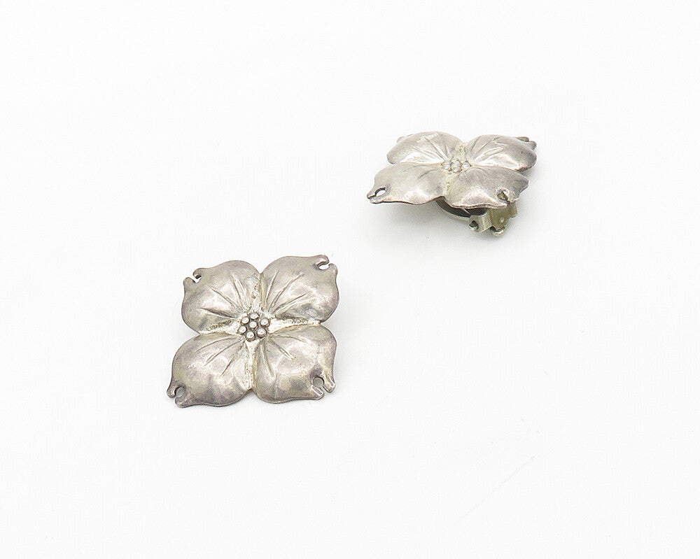 CARSI MEXICO 925 Silver  Vintage Flower Motif Non Pierce Earrings  EG9212