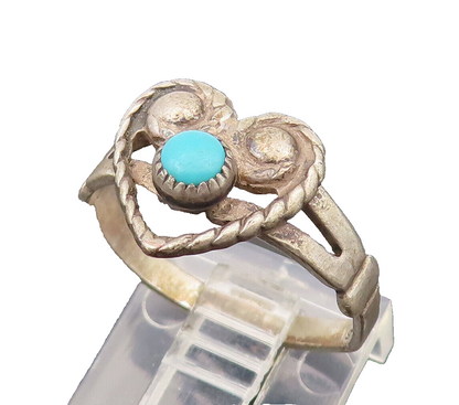 POST BELL 925 Silver  Vintage Open Love Heart Turquoise Ring Sz 6.5  RG26499
