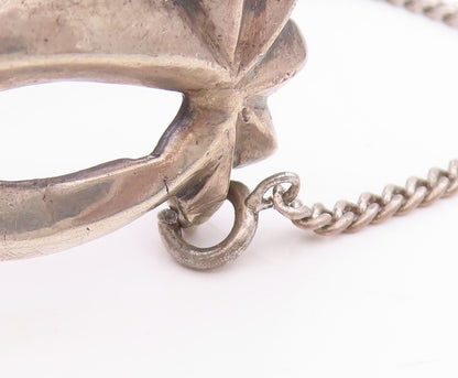 925 Sterling Silver Vintage Bracelet NAVAJO ZUNI Sandcast Floral Cuff  BT11619