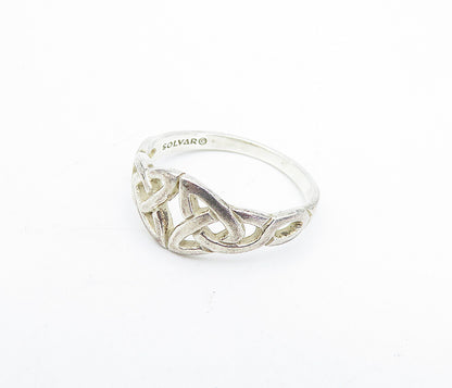SOLVAR IRELAND 925 Silver  Vintage Shiny Celtic Knot Band Ring Sz 6  RG4166