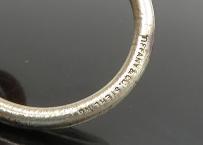 TIFFANY 925 Sterling Silver  Vintage Shiny Sphere Ends Key Ring  TR3047