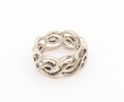 925 Sterling Silver Vintage Ring Modernist Twisted Rope Cutout  Sz 6  RG33299